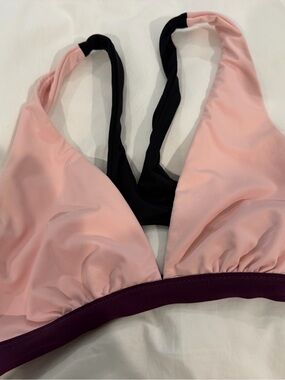 Athleta Pink and Black Bralette with Plum Band